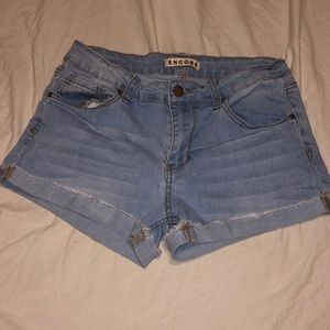 ENCORE light wash jean shorts